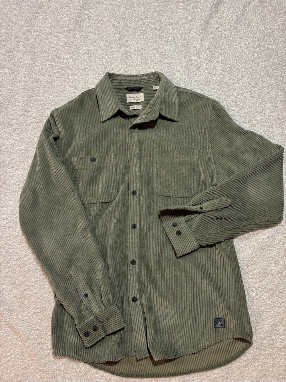 Vintage Olive Green Corduroy Shirt Jacket